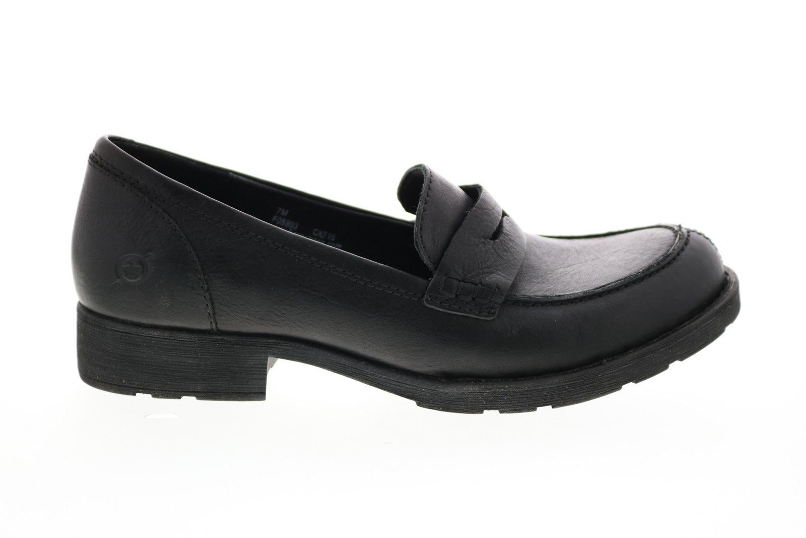 Born Crown Burr F05903 Womens Black Leather Slip On Loafer Flats