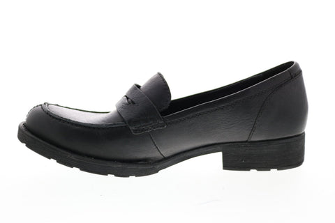 Born Crown Burr F05903 Womens Black Leather Slip On Loafer Flats Shoes