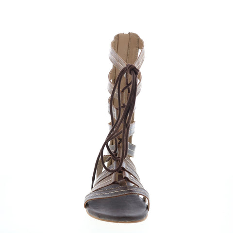 Roan Rhea F300002 Womens Brown Leather Lace Up Gladiator Sandals Shoes