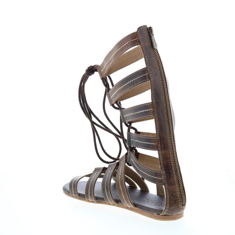 Roan Rhea F300002 Womens Brown Leather Lace Up Gladiator Sandals Shoes