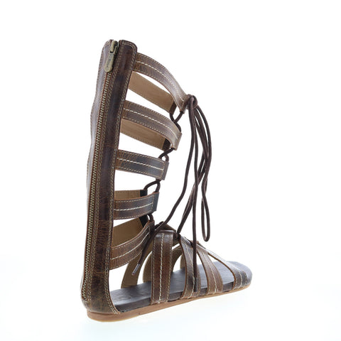 Roan Rhea F300002 Womens Brown Leather Lace Up Gladiator Sandals Shoes