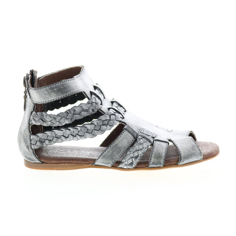 Roan Willa F300003 Womens Gray Leather Zipper Strap Sandals Shoes