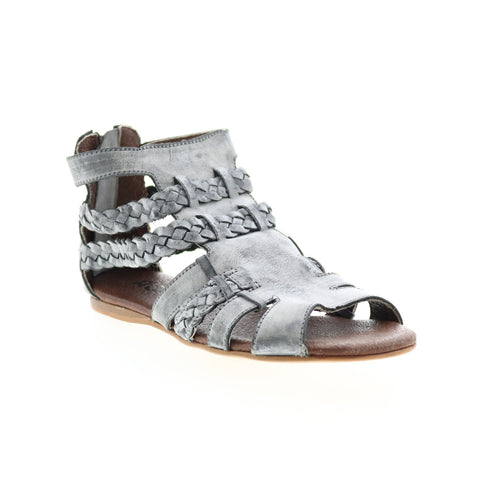 Roan Willa F300003 Womens Gray Leather Zipper Strap Sandals Shoes