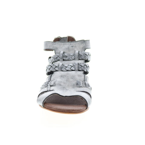 Roan Willa F300003 Womens Gray Leather Zipper Strap Sandals Shoes