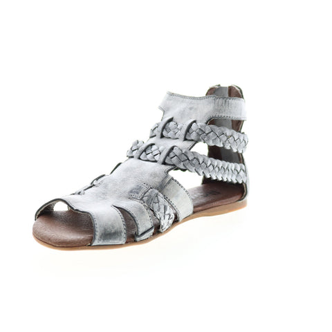 Roan Willa F300003 Womens Gray Leather Zipper Strap Sandals Shoes
