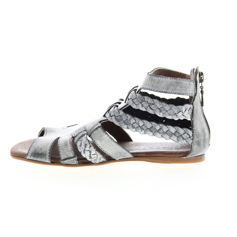 Roan Willa F300003 Womens Gray Leather Zipper Strap Sandals Shoes