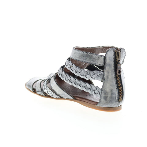Roan Willa F300003 Womens Gray Leather Zipper Strap Sandals Shoes