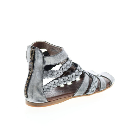 Roan Willa F300003 Womens Gray Leather Zipper Strap Sandals Shoes