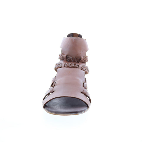 Roan Willa F300003 Womens Brown Leather Zipper Strap Sandals Shoes