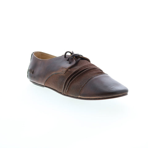 BedStu Rumba F301600 Womens Brown Leather Lace Up Ballet Flats Shoes