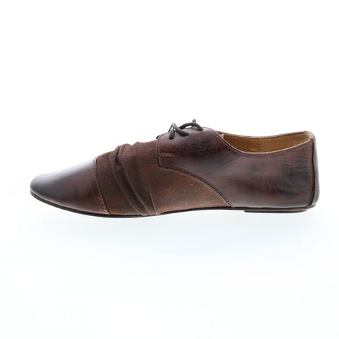 BedStu Rumba F301600 Womens Brown Leather Lace Up Ballet Flats Shoes