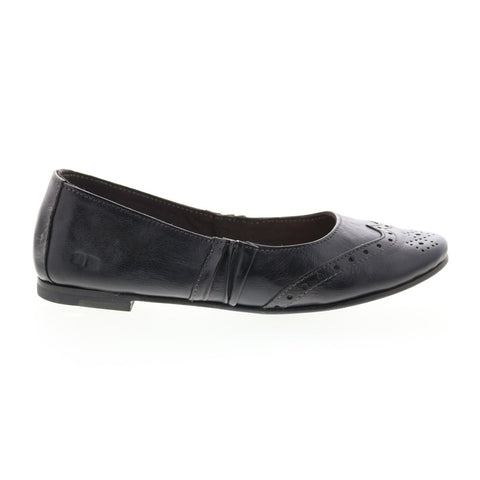 BedStu Tap F301602 Womens Black Leather Slip On Ballet Flats Shoes