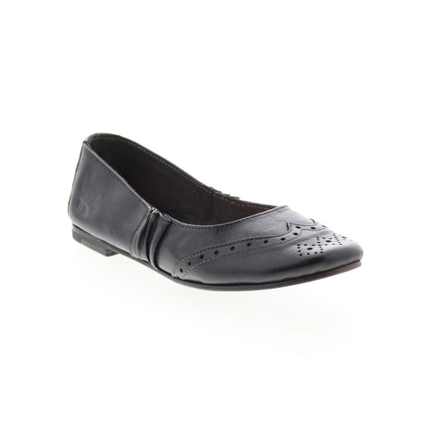 BedStu Tap F301602 Womens Black Leather Slip On Ballet Flats Shoes