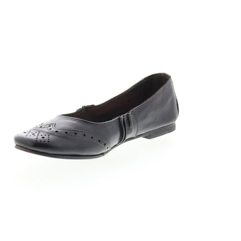 BedStu Tap F301602 Womens Black Leather Slip On Ballet Flats Shoes