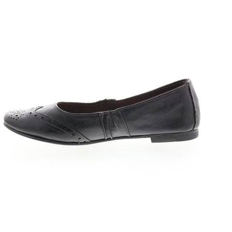 BedStu Tap F301602 Womens Black Leather Slip On Ballet Flats Shoes