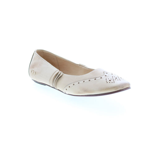 BedStu Tap F301602 Womens Beige Leather Slip On Ballet Flats Shoes