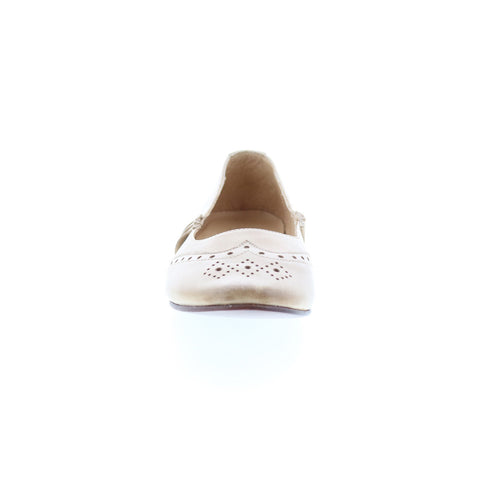 BedStu Tap F301602 Womens Beige Leather Slip On Ballet Flats Shoes