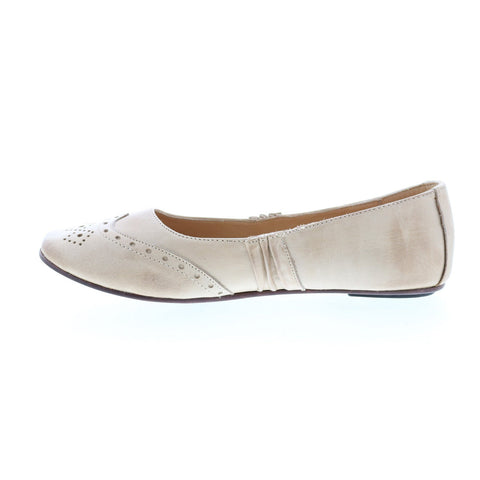 BedStu Tap F301602 Womens Beige Leather Slip On Ballet Flats Shoes