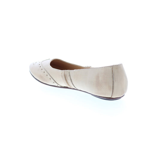 BedStu Tap F301602 Womens Beige Leather Slip On Ballet Flats Shoes