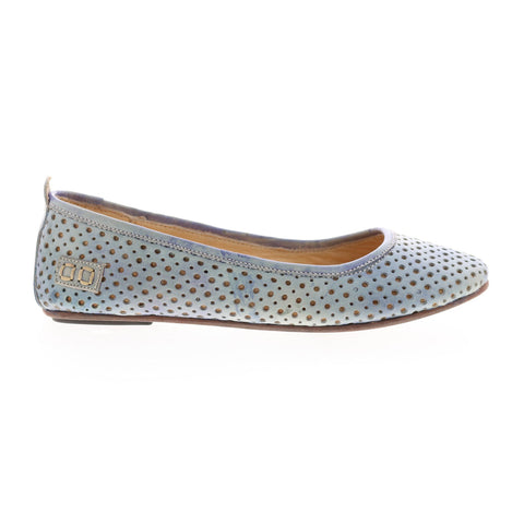 BedStu Watusi F301609 Womens Blue Leather Slip On Ballet Flats Shoes