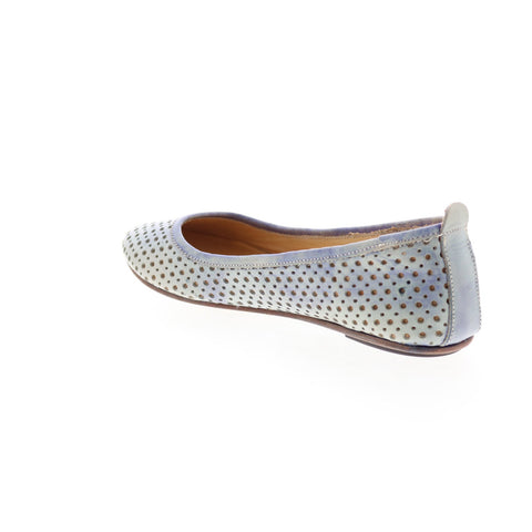 BedStu Watusi F301609 Womens Blue Leather Slip On Ballet Flats Shoes