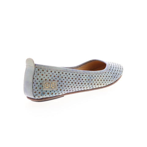 BedStu Watusi F301609 Womens Blue Leather Slip On Ballet Flats Shoes