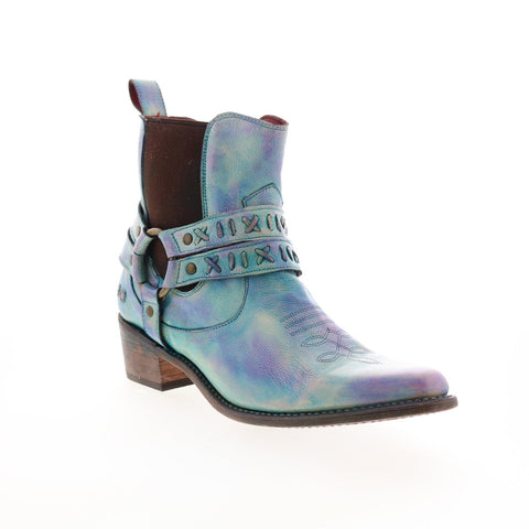 BedStu Camila F302004 Womens Blue Leather Zipper Casual Dress Boots