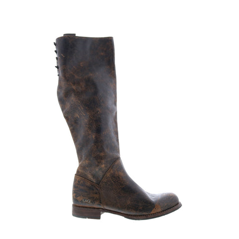 BedStu Manchester F311003 Womens Black Leather Lace Up Knee High Boots