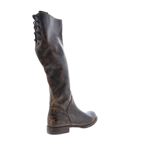 BedStu Manchester F311003 Womens Black Leather Lace Up Knee High Boots