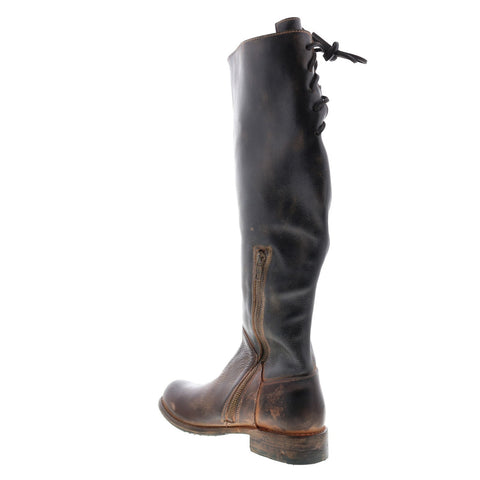BedStu Manchester F311003 Womens Brown Leather Lace Up Knee High Boots