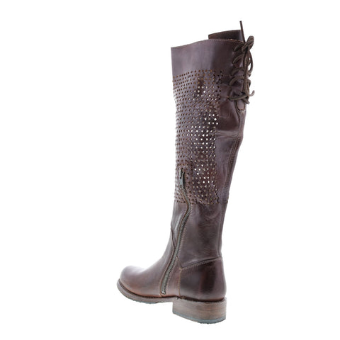 BedStu Cambridge F311009 Womens Brown Leather Lace Up Knee High Boots