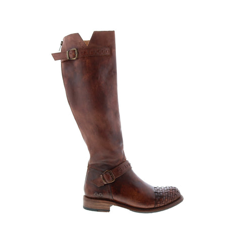 BedStu Blackburn F311019 Womens Brown Leather Hook & Loop Knee High Boots