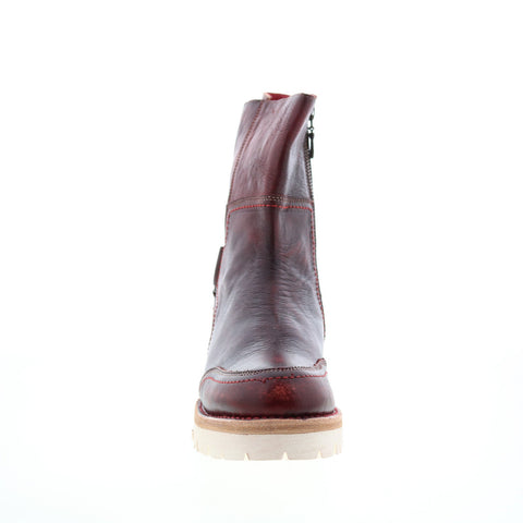 BedStu Donna F311036 Womens Burgundy Leather Zipper Casual Dress Boots