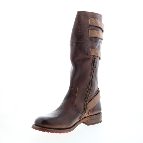 BedStu Dorset F315402 Womens Brown Leather Hook & Loop Mid Calf Boots
