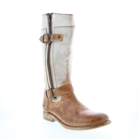 BedStu Gogo F321007 Womens Brown Leather Hook & Loop Mid Calf Boots