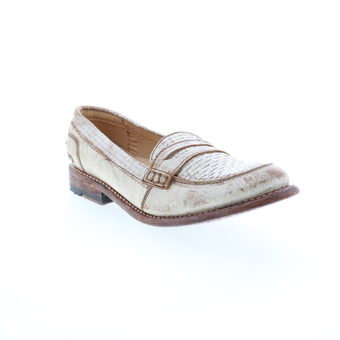 BedStu Mae F321112 Womens Beige Leather Loafers & Slip Ons Penny Shoes