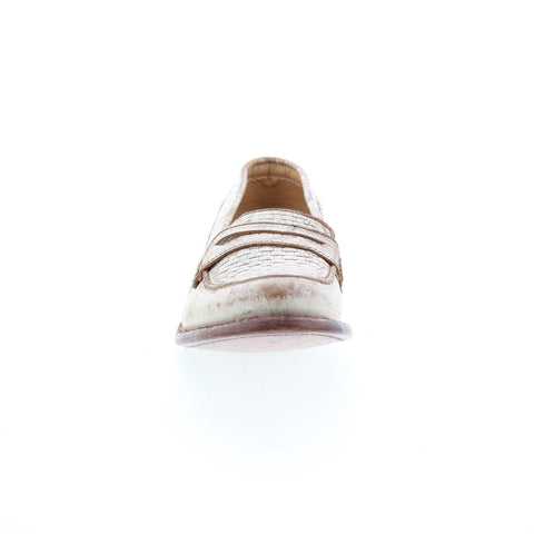 BedStu Mae F321112 Womens Beige Leather Loafers & Slip Ons Penny Shoes