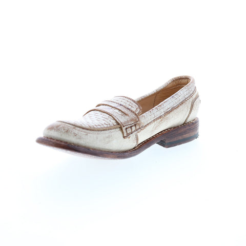 BedStu Mae F321112 Womens Beige Leather Loafers & Slip Ons Penny Shoes