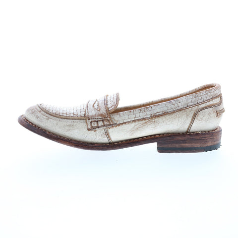 BedStu Mae F321112 Womens Beige Leather Loafers & Slip Ons Penny Shoes