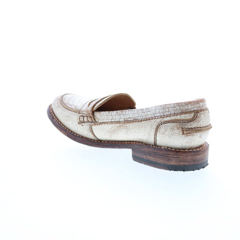 BedStu Mae F321112 Womens Beige Leather Loafers & Slip Ons Penny Shoes