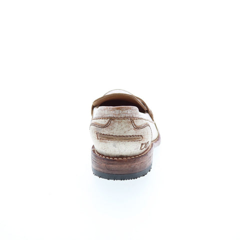 BedStu Mae F321112 Womens Beige Leather Loafers & Slip Ons Penny Shoes