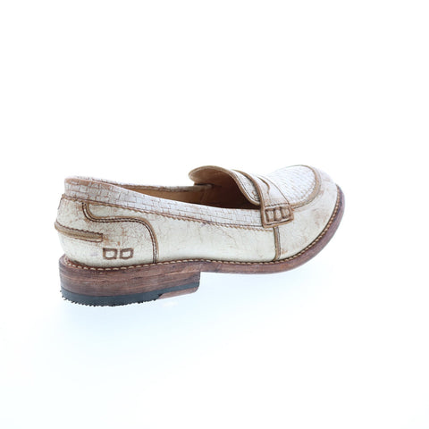 BedStu Mae F321112 Womens Beige Leather Loafers & Slip Ons Penny Shoes