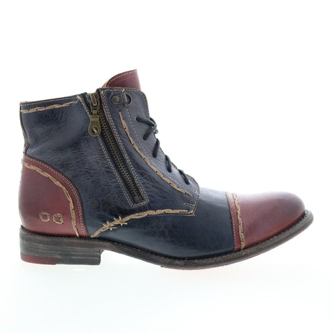 BedStu Bonnie S F321137 Womens Blue Leather Lace Up Casual Dress Boots