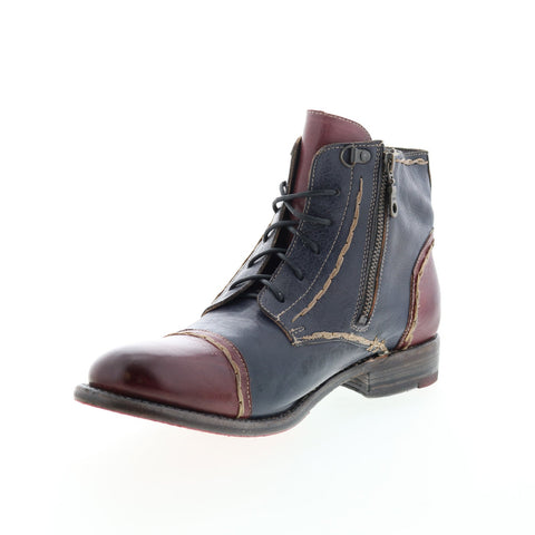 BedStu Bonnie S F321137 Womens Blue Leather Lace Up Casual Dress Boots