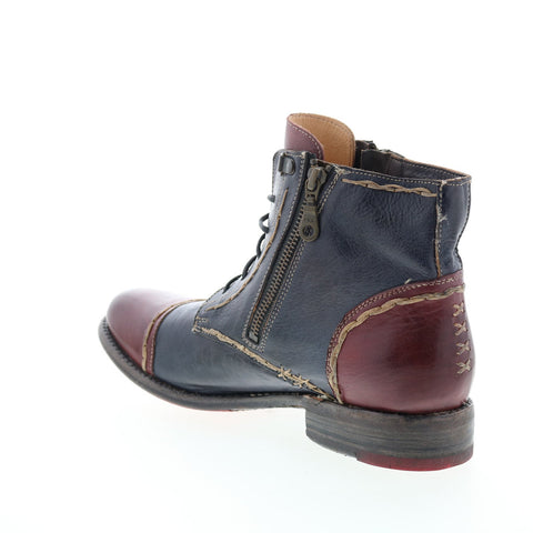 BedStu Bonnie S F321137 Womens Blue Leather Lace Up Casual Dress Boots