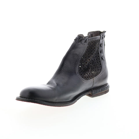 BedStu Baylene F321148 Womens Black Leather Zipper Ankle & Booties Boots