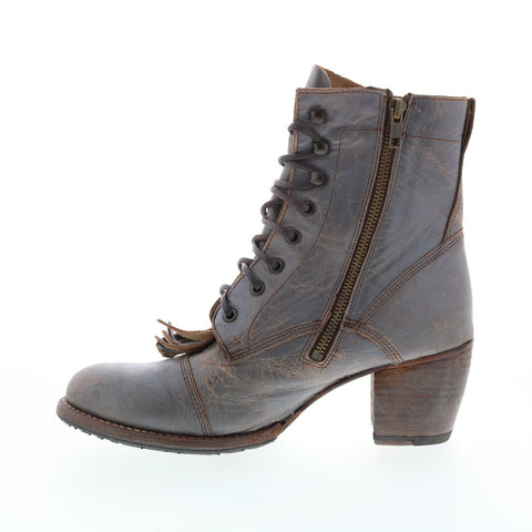 BedStu Finis F322007 Womens Gray Leather Lace Up Casual Dress Boots
