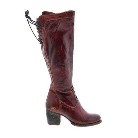 BedStu Fortune F322011 Womens Burgundy Leather Zipper Knee High Boots