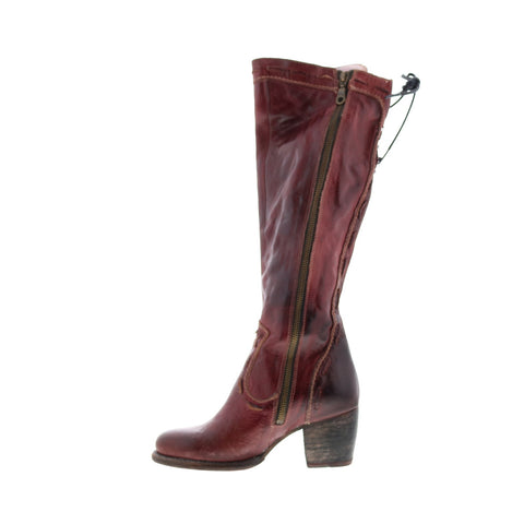 BedStu Fortune F322011 Womens Burgundy Leather Zipper Knee High Boots