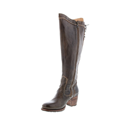 BedStu Fortune F322011 Womens Gray Leather Zipper Knee High Boots